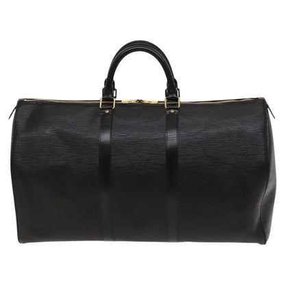 Louis Vuitton Keepall 50, Black, Leather, travel