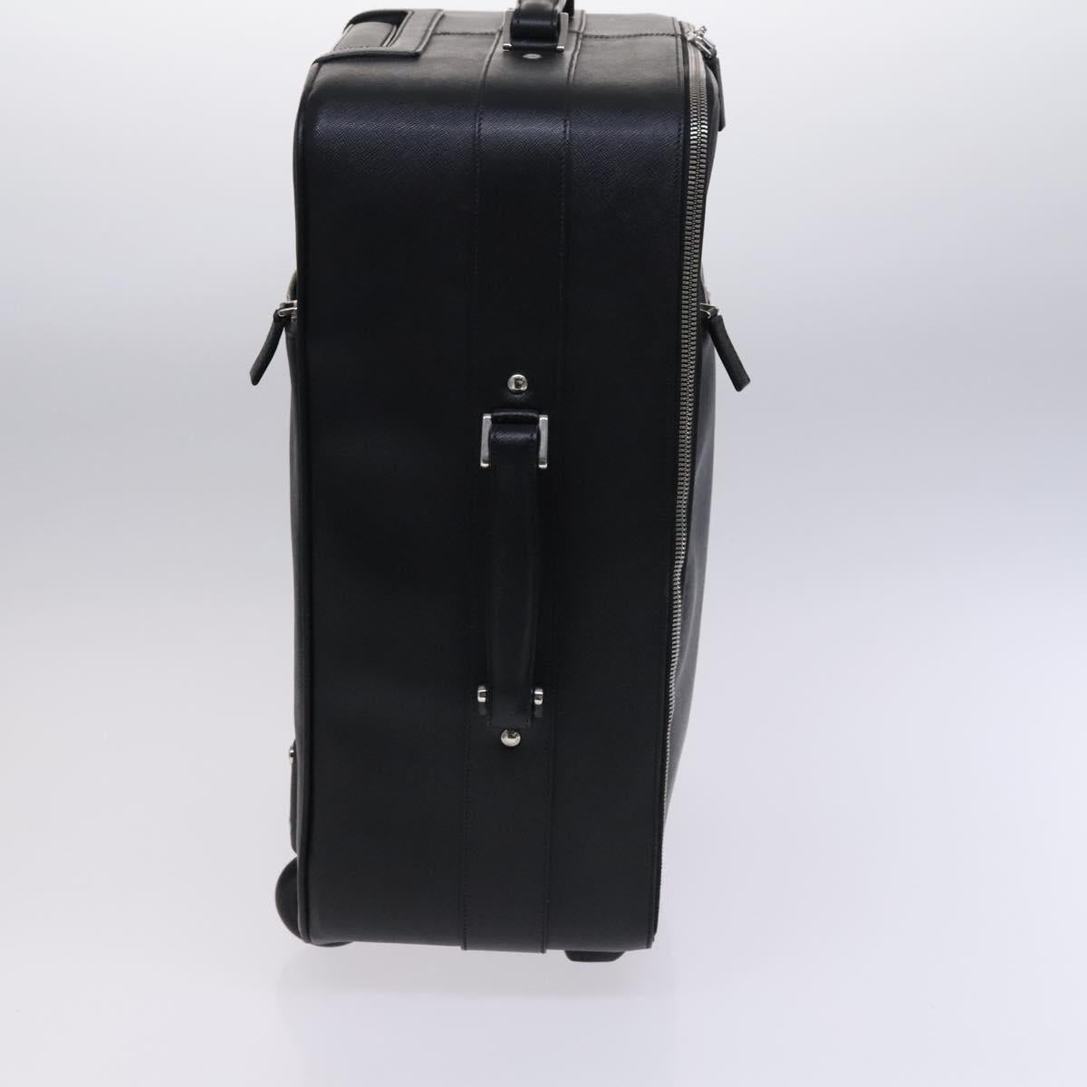Prada Triangle Logo, Black, Leather, travel