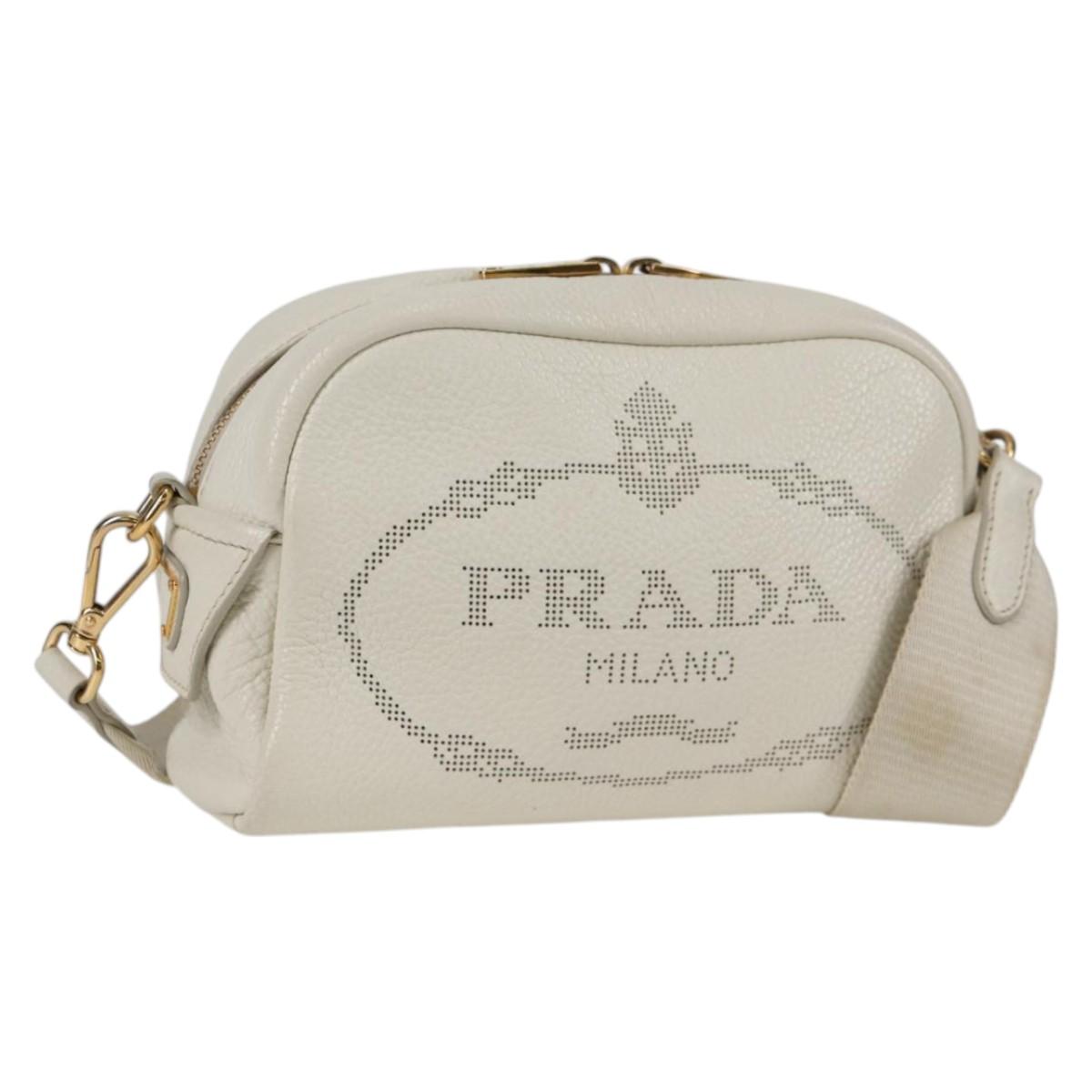 Prada Camera, White, Leather, shoulder