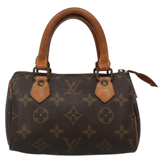 Louis Vuitton Nano Speedy, Brown, Canvas, handbag