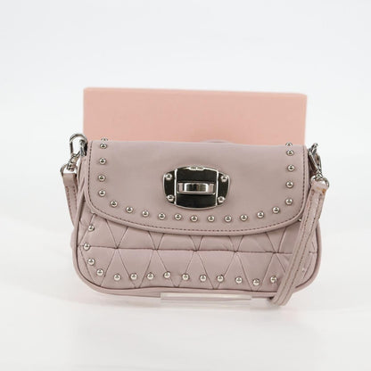 Miu Miu Studded, Pink, Leather, shoulder