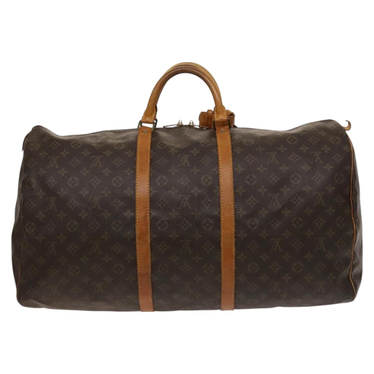 Louis Vuitton Keepall 60, Brown, Canvas, travel