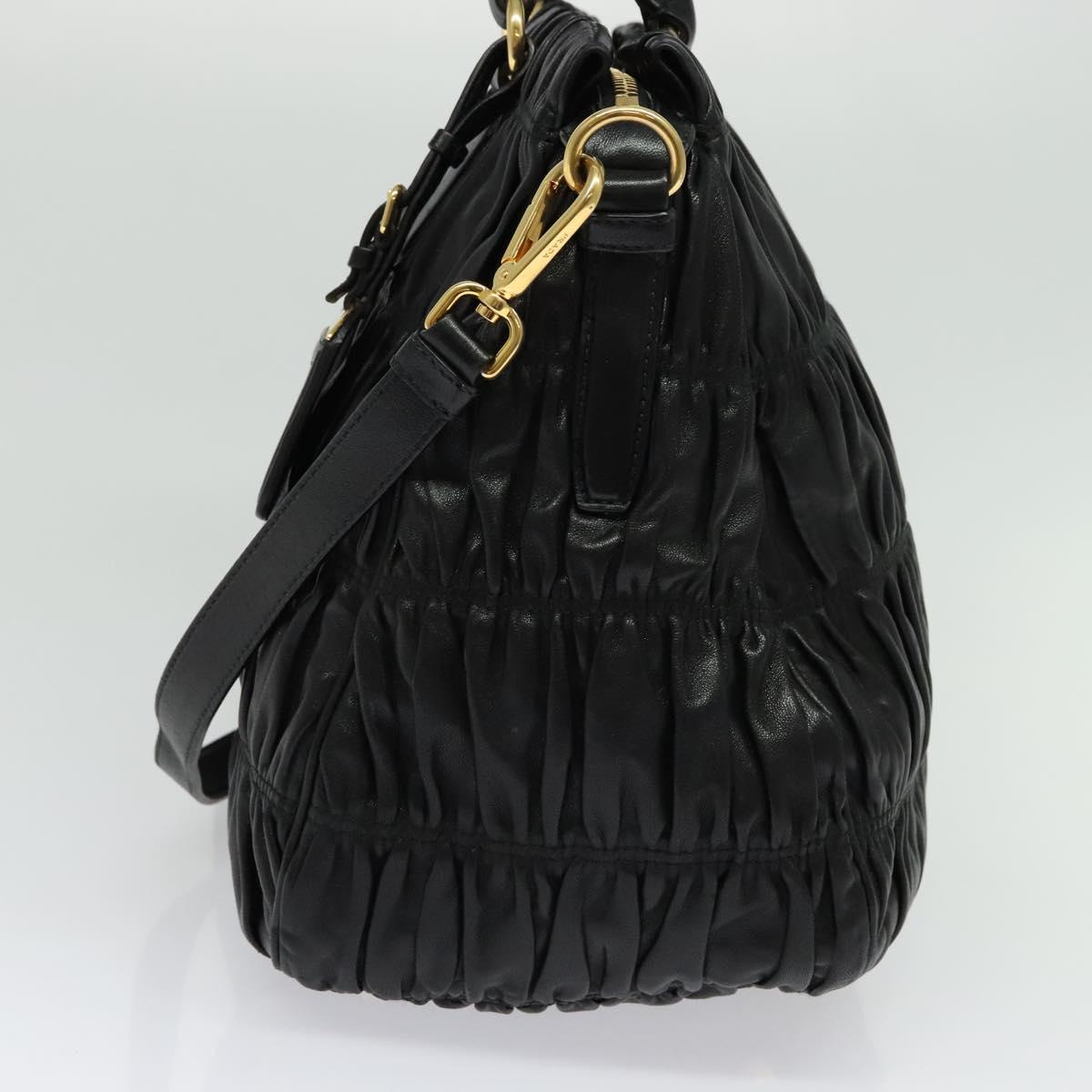 Prada Gaufre, Black, Leather, handbag