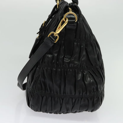 Prada Gaufre, Black, Leather, handbag