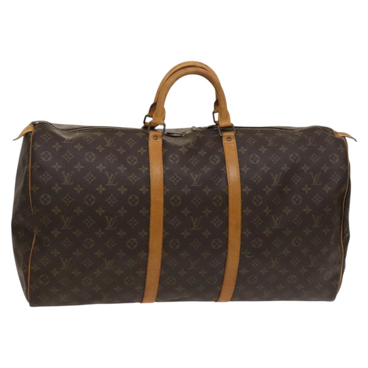 Louis Vuitton Keepall 60, Brown, Canvas, travel