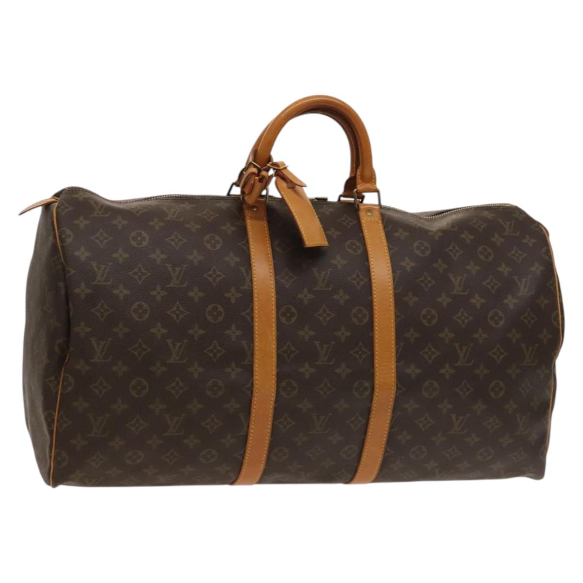 Louis Vuitton Keepall 55, Brown, Canvas, travel