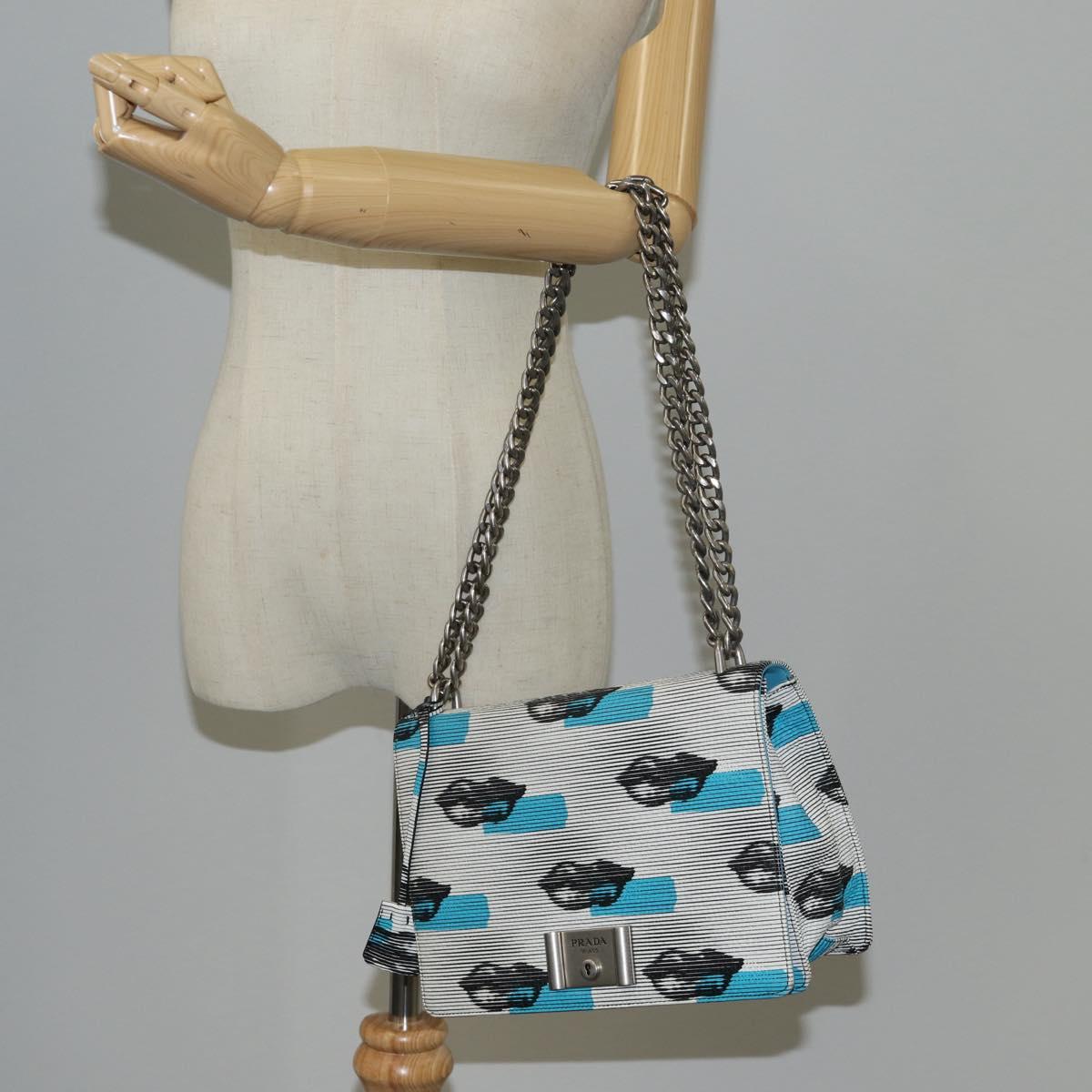 Prada Vitello, Silver, Leather, shoulder
