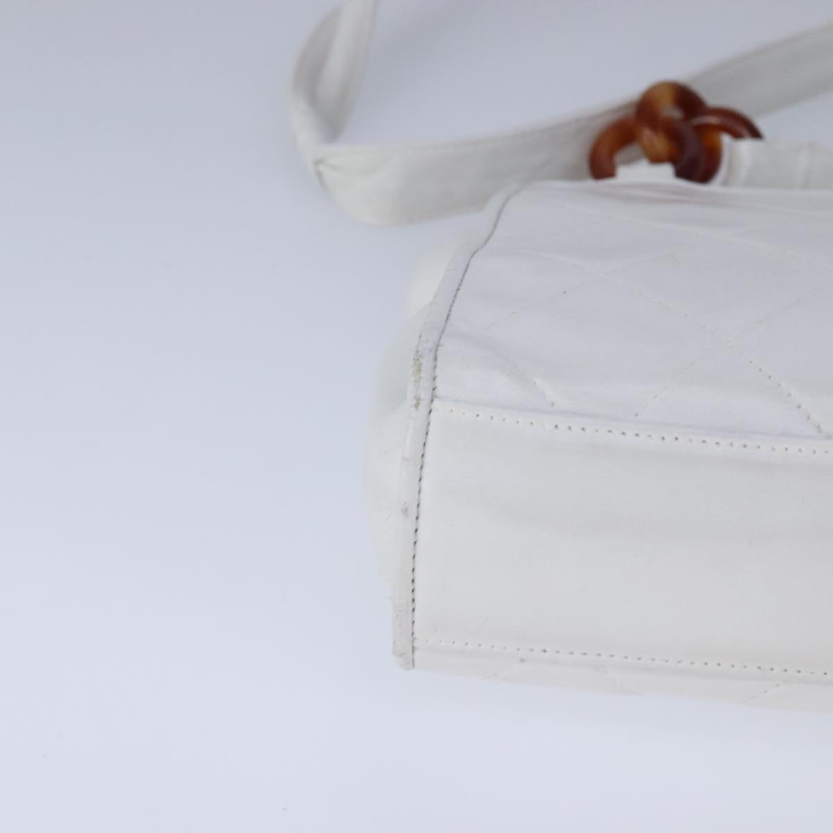Chanel Cc, White, Leather, shoulder