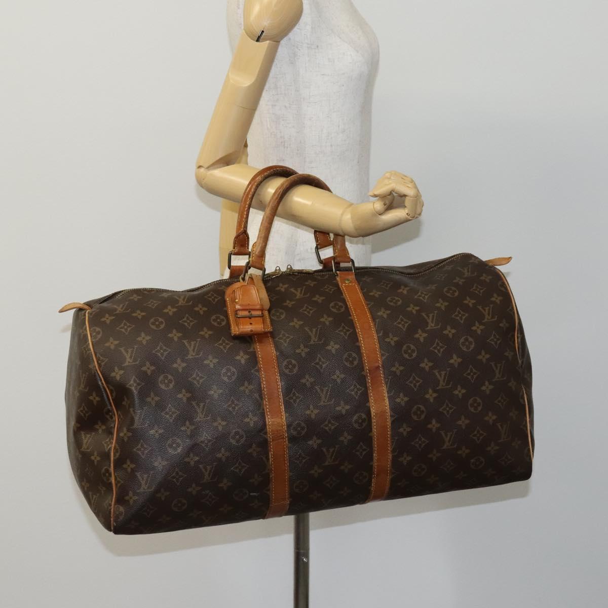 Louis Vuitton Keepall 55, Brown, Canvas, travel