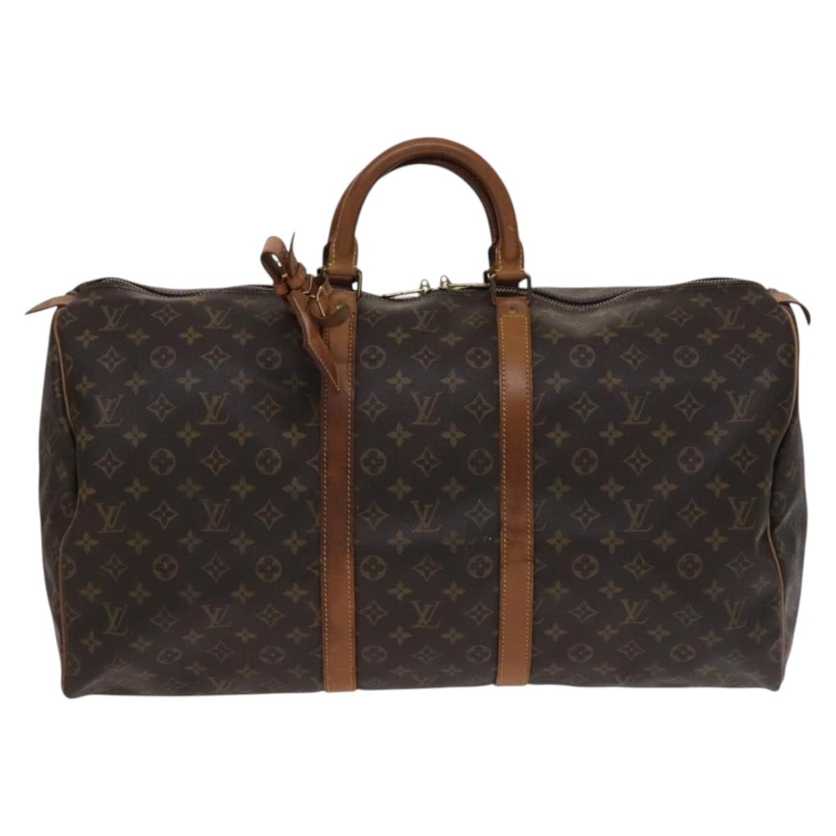 Louis Vuitton Keepall 55, Brown, Canvas, travel