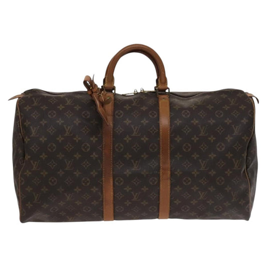 Louis Vuitton Keepall 55, Brown, Canvas, travel