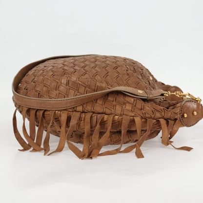 Miu Miu Woven, "BROWN,GOLD", Leather, handbag