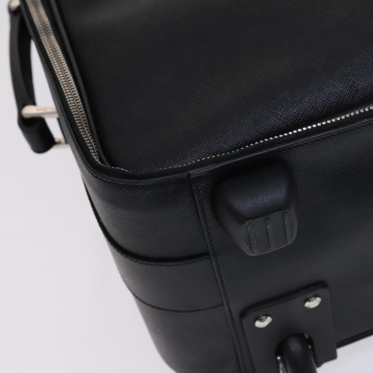 Prada Triangle Logo, Black, Leather, travel