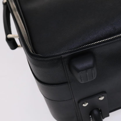 Prada Triangle Logo, Black, Leather, travel