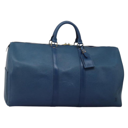 Louis Vuitton Keepall 55, Blue, Leather, travel