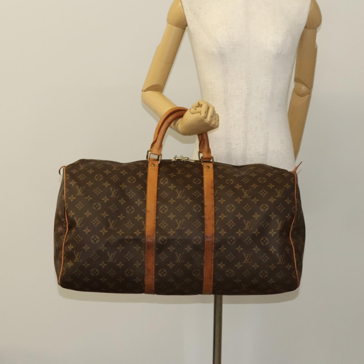Louis Vuitton Keepall 55, Brown, Canvas, travel
