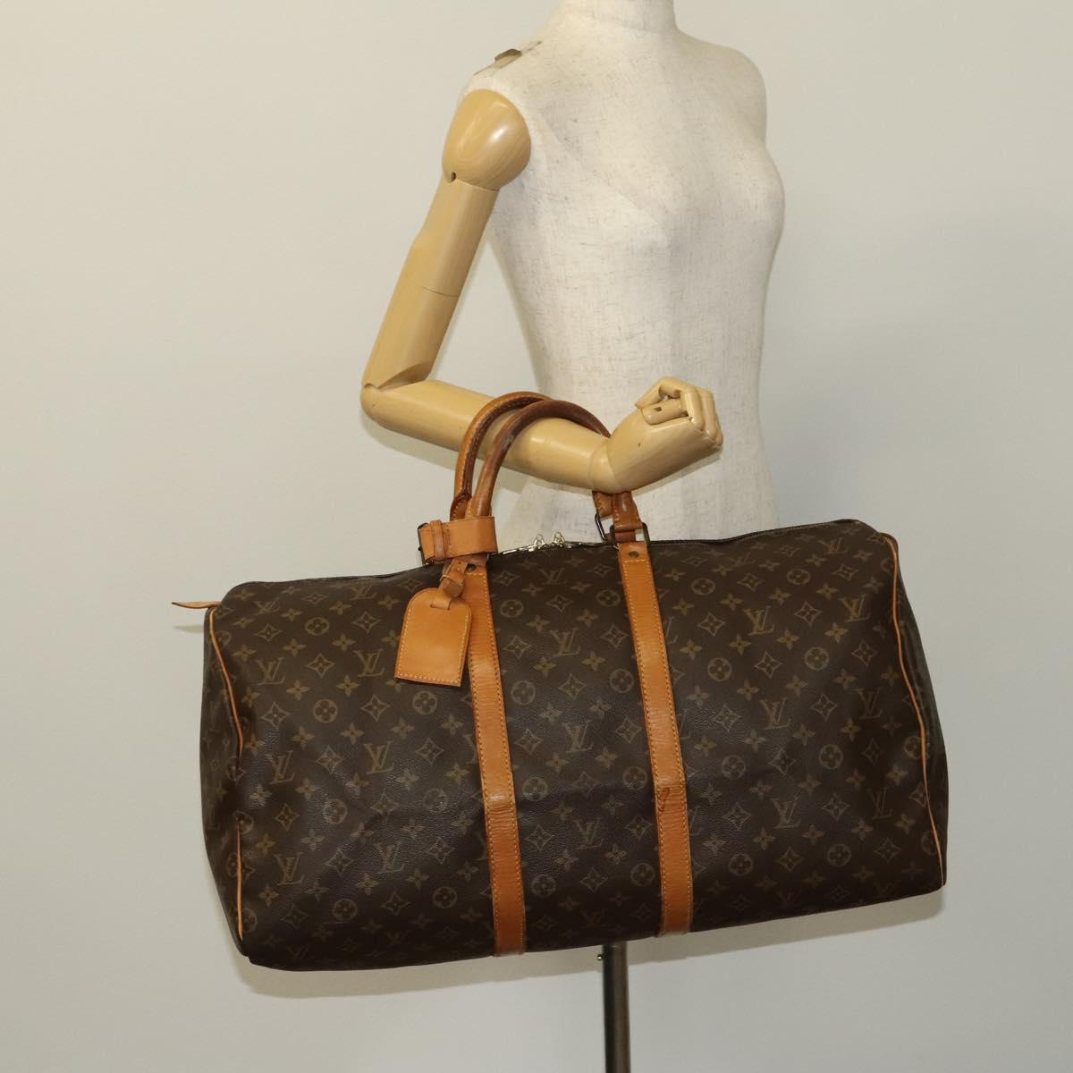 Louis Vuitton Keepall 55, Brown, Canvas, travel