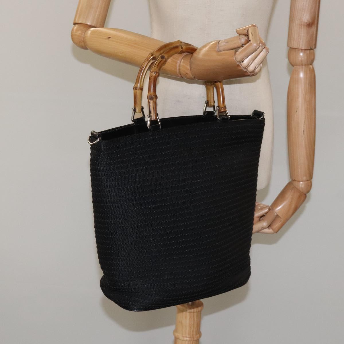 Gucci Bamboo, Black, Canvas, tote