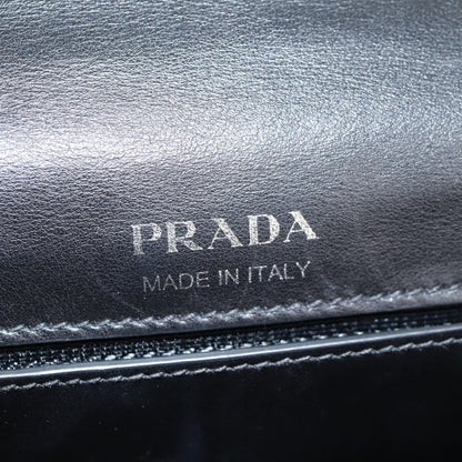 Prada Ribbon, Black, Leather, shoulder