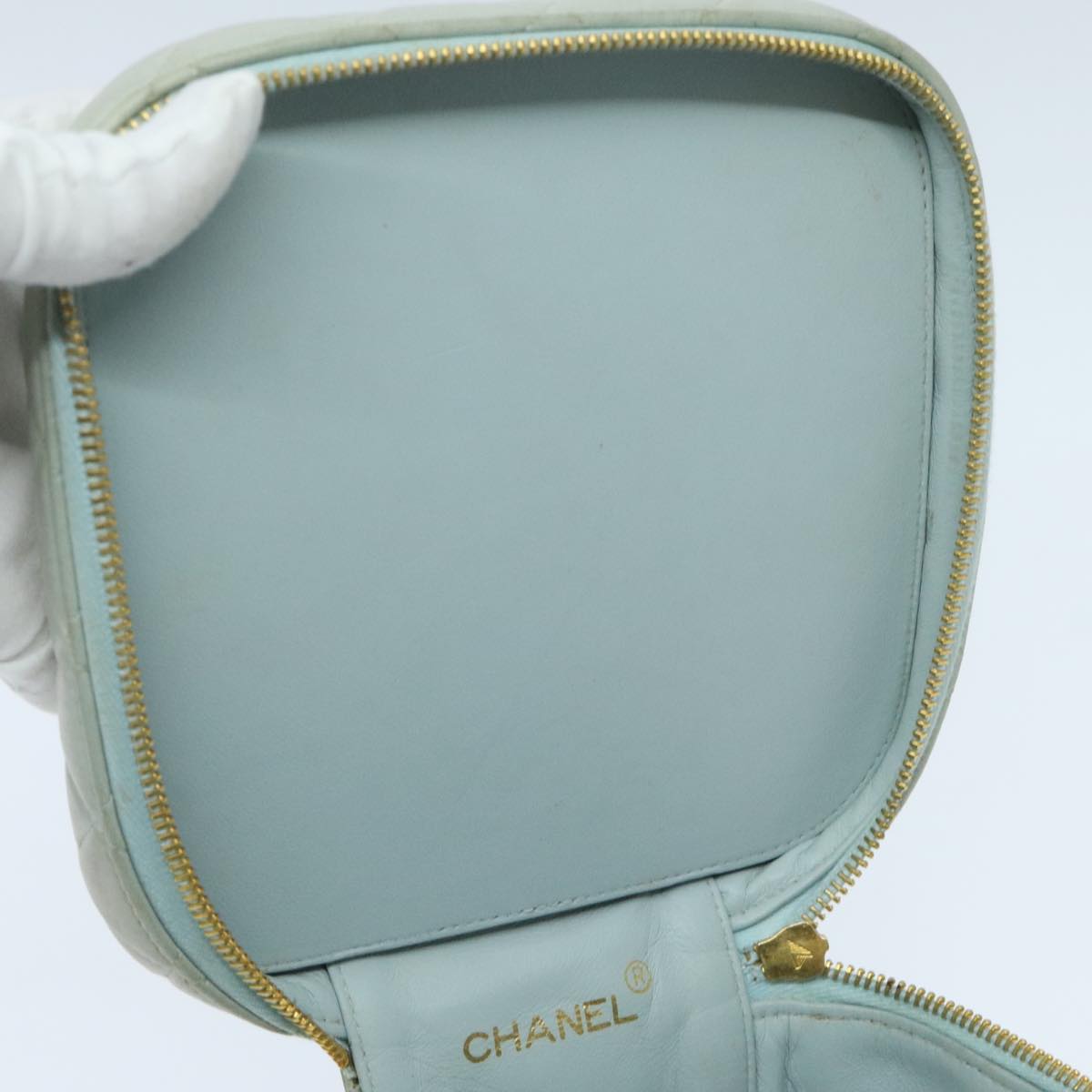 Chanel Vanity, Blue, Leather, clutch
