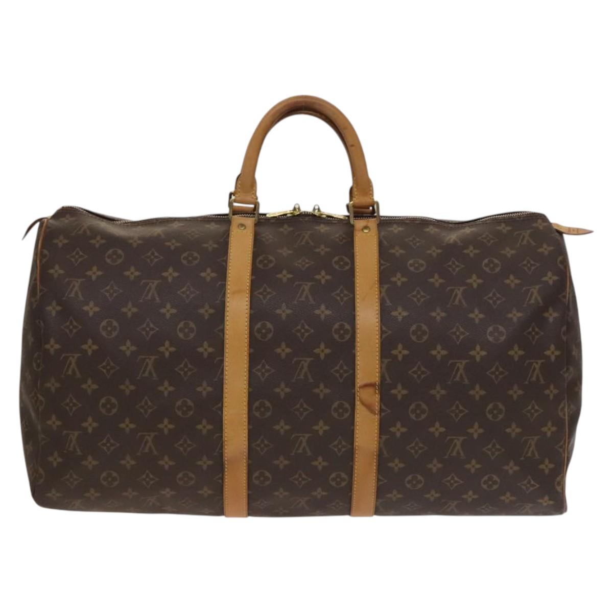 Louis Vuitton Keepall 55, Brown, Canvas, travel