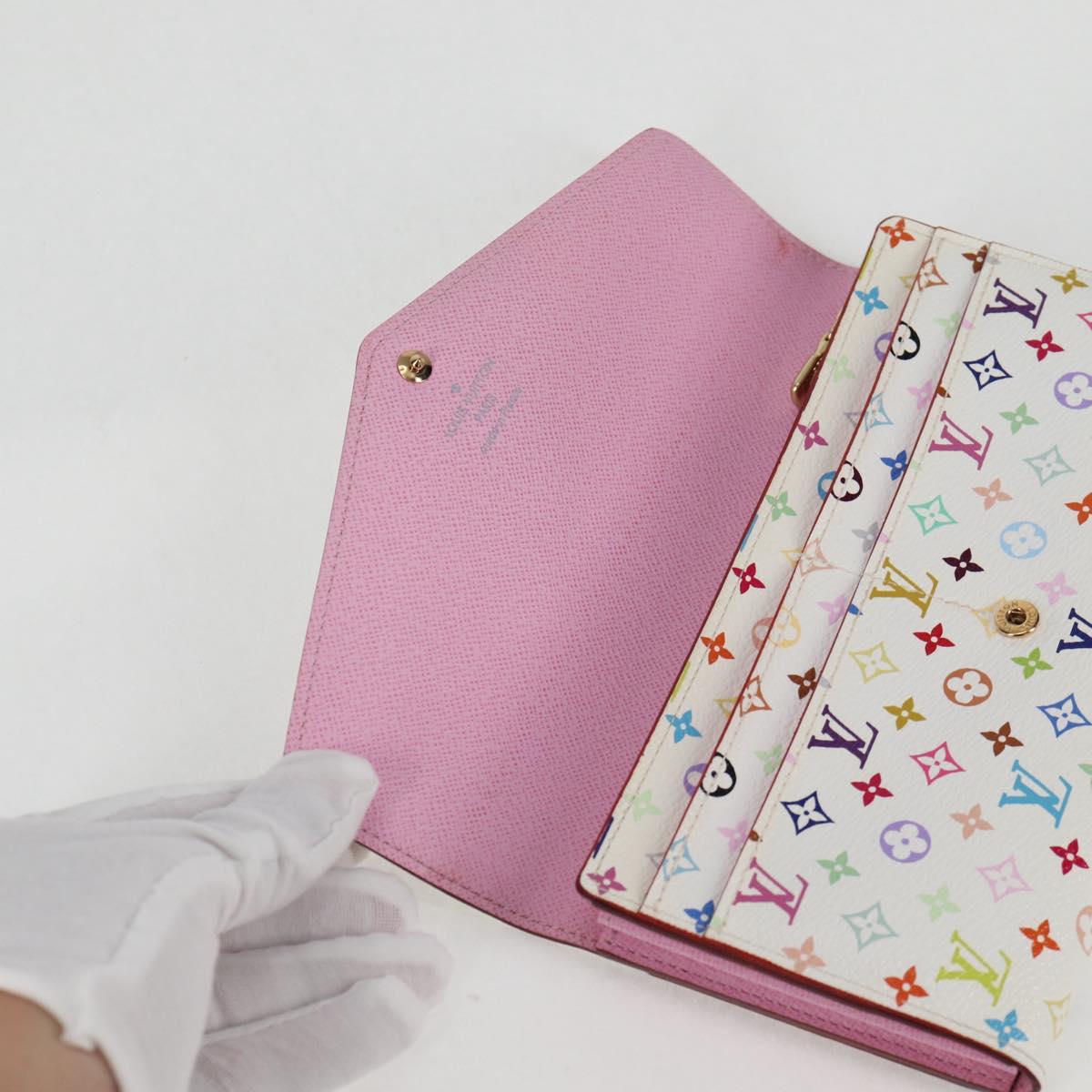 Louis Vuitton Sarah, White, Canvas, wallet