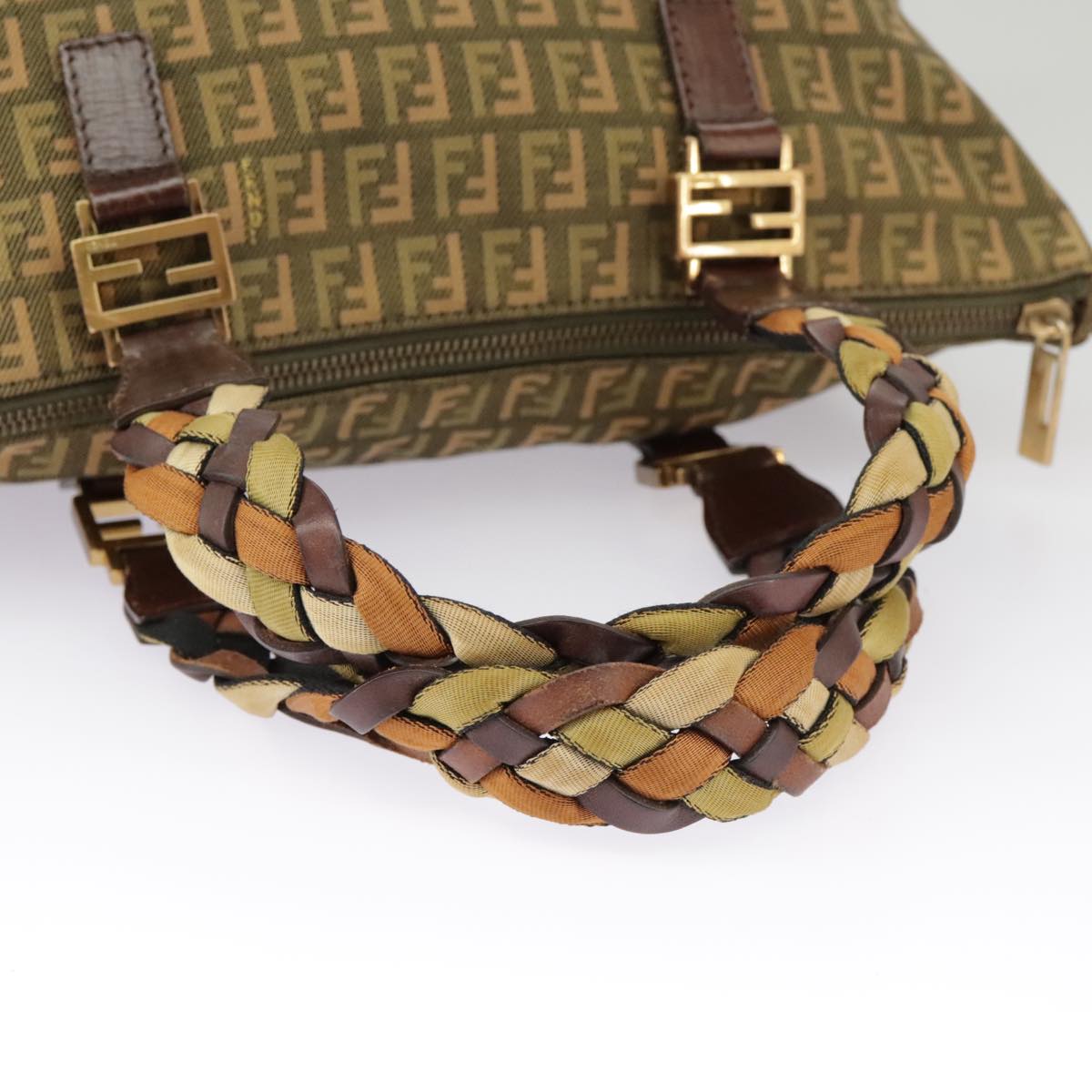 Fendi Zucchino, Khaki, Canvas, handbag