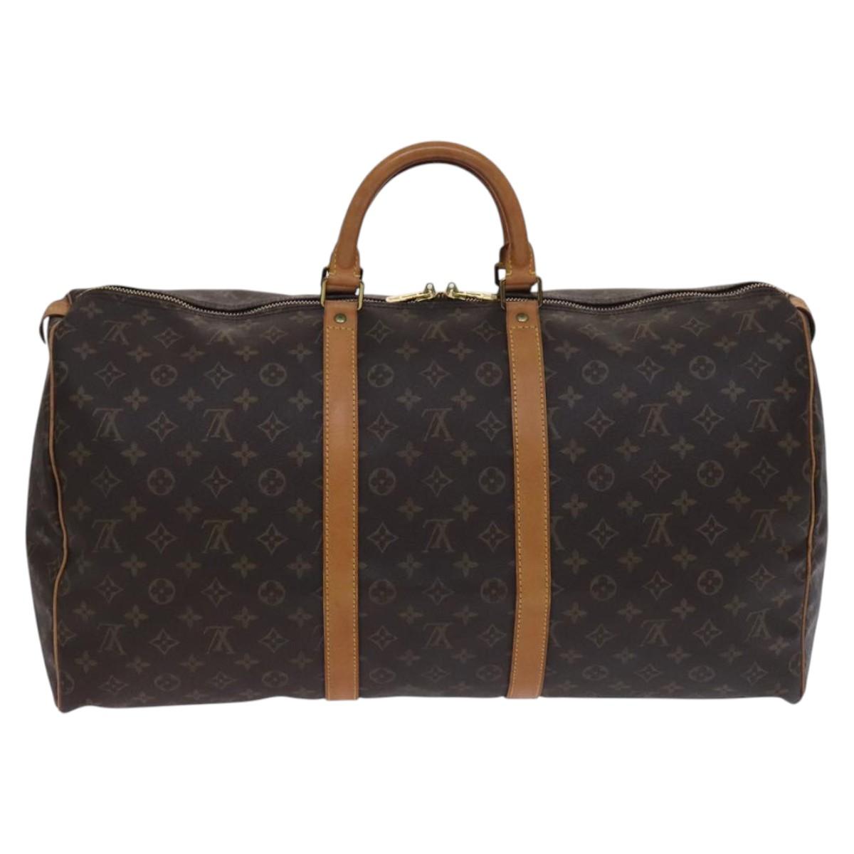 Louis Vuitton Keepall 55, Brown, Canvas, travel