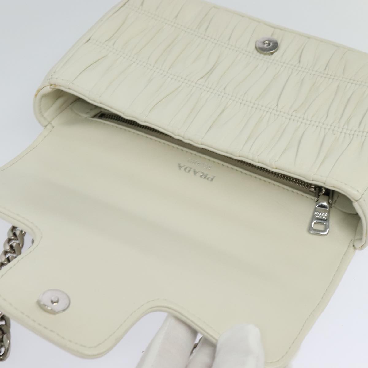 Prada Nappa gauffré, White, Leather, shoulder