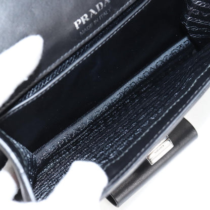 Prada Ribbon, Black, Leather, shoulder