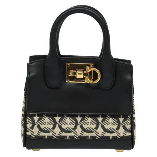 Salvatore Ferragamo Gancini, Black, Leather, handbag