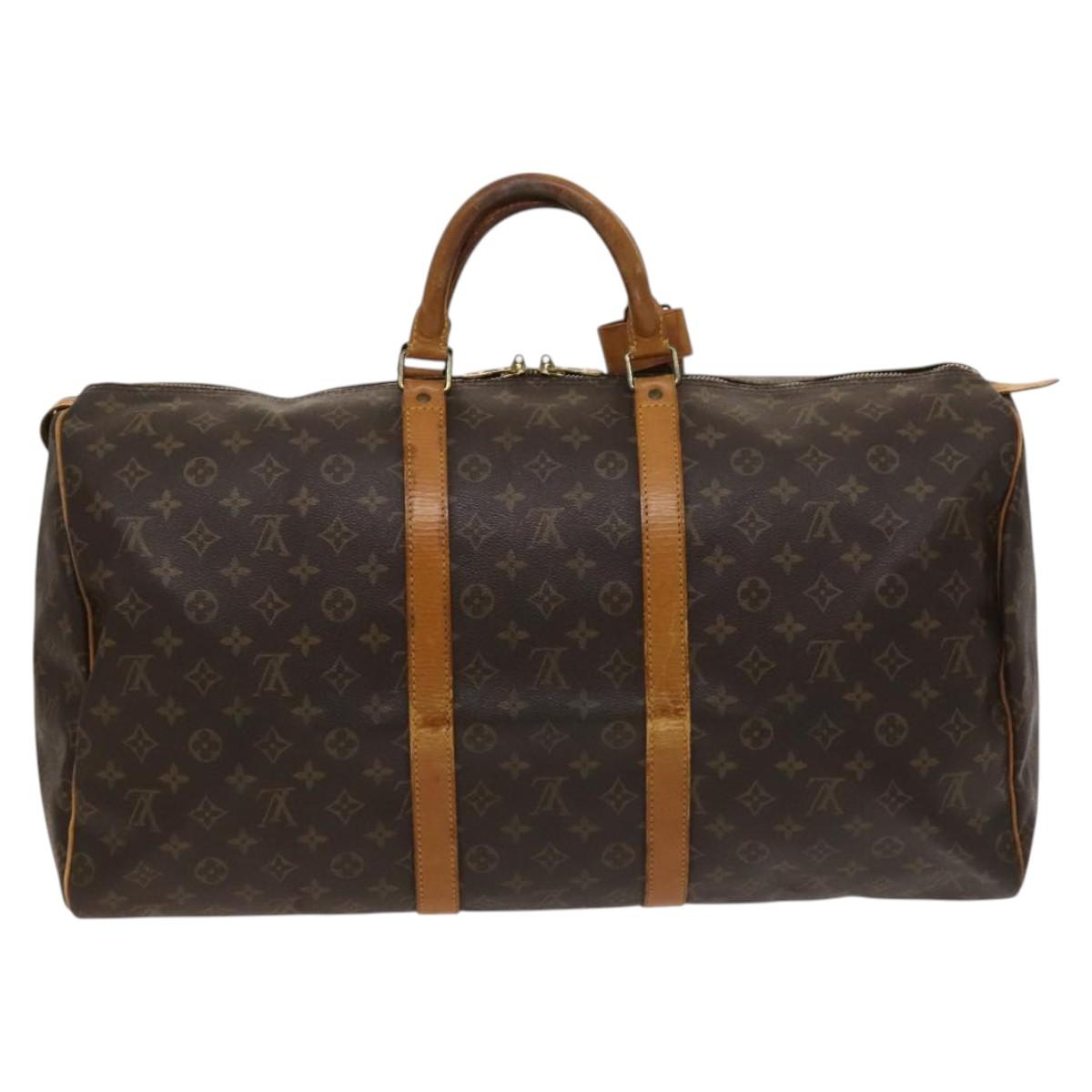 Louis Vuitton Keepall 55, Brown, Canvas, travel