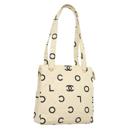 Chanel Cc, White, Canvas, tote