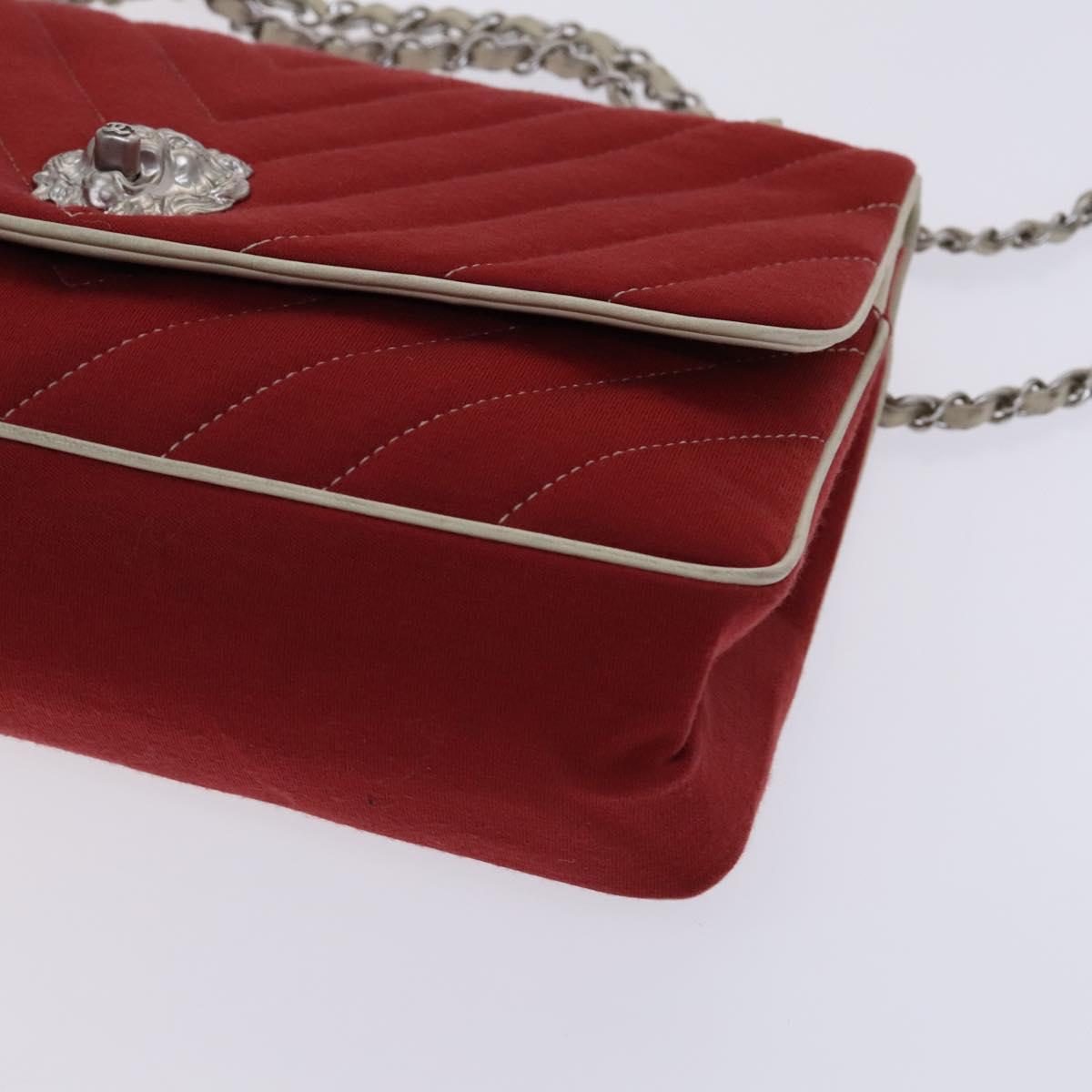 Chanel Chevron Quilted Leo Lion Single Flap Bag Jersey and leather, RED, CANVAS, Handbag