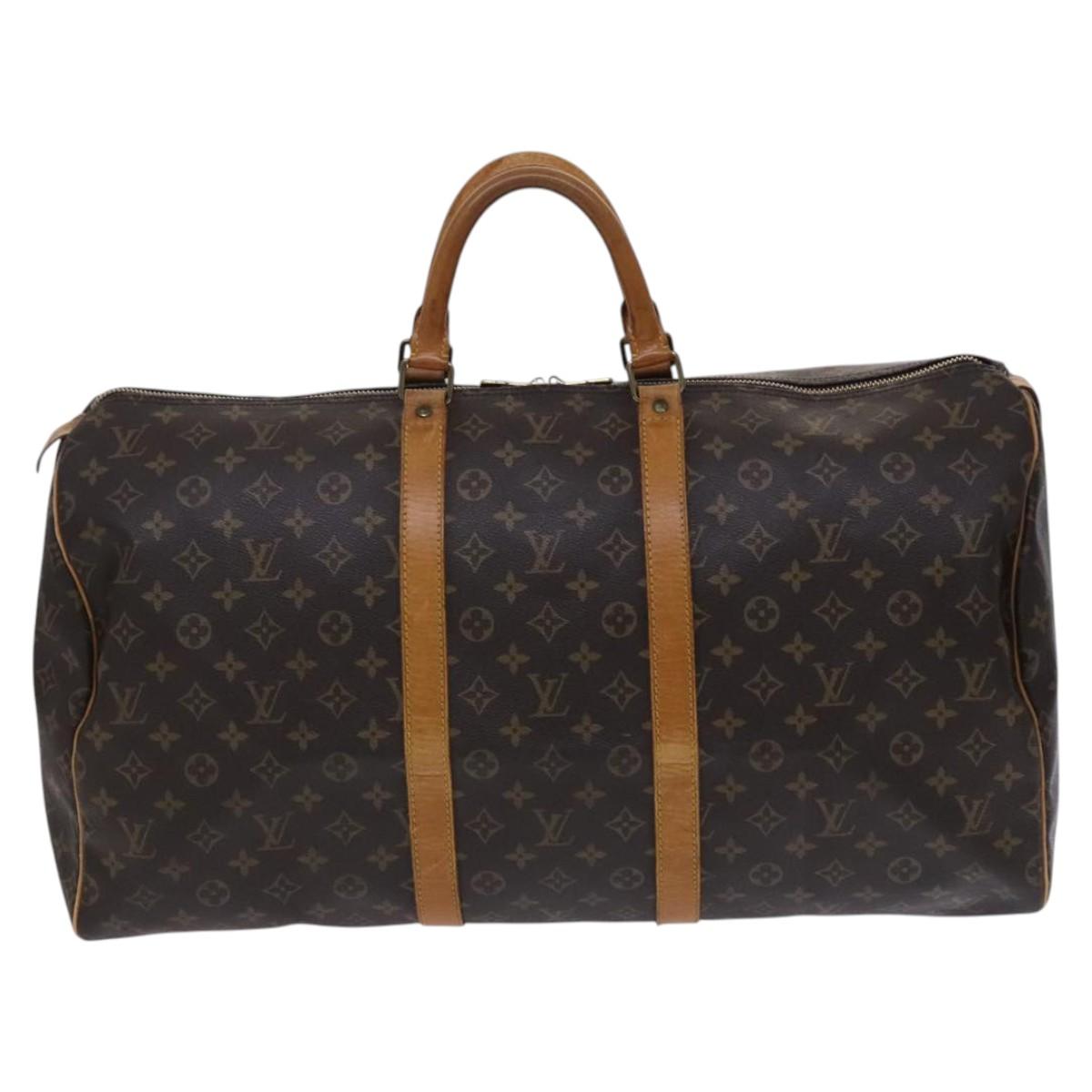 Louis Vuitton Keepall 55, Brown, Canvas, travel