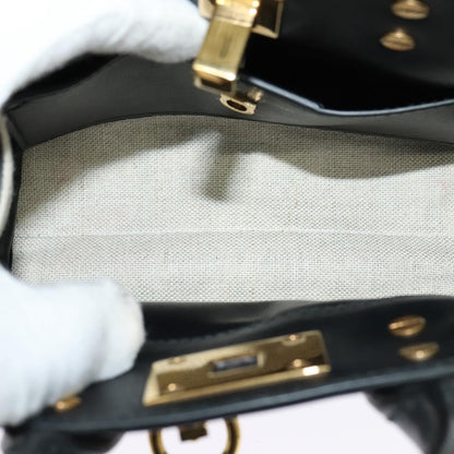 Salvatore Ferragamo Gancini, Black, Leather, handbag