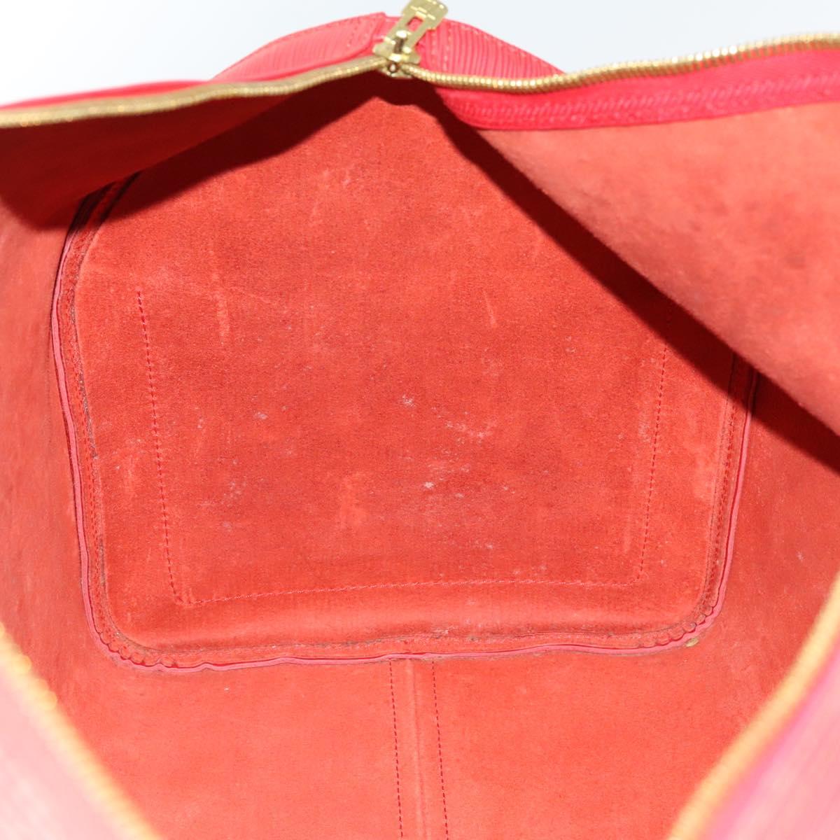 Louis Vuitton Keepall 55, Red, Leather, travel