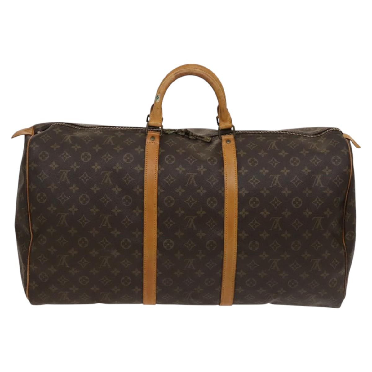 Louis Vuitton Keepall 60, Brown, Canvas, travel
