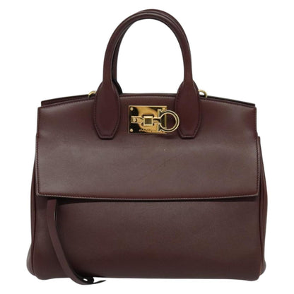 Salvatore Ferragamo Studio, Burgundy, Leather, handbag