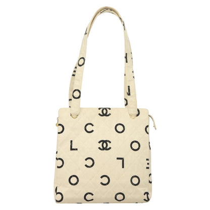 Chanel Cc, White, Canvas, tote