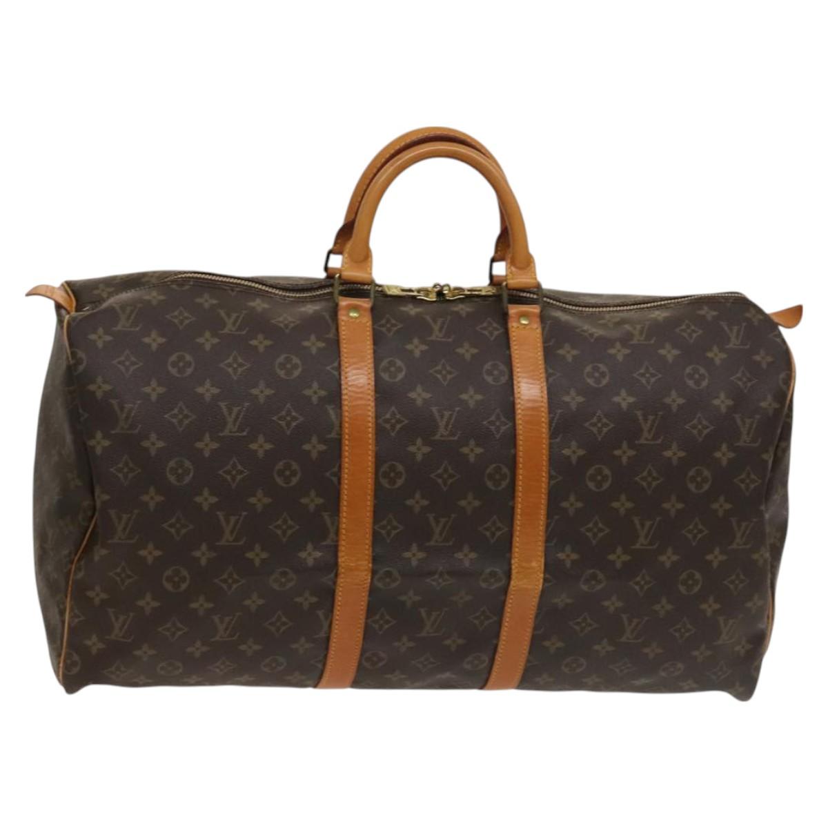 Louis Vuitton Keepall 55, Brown, Canvas, travel