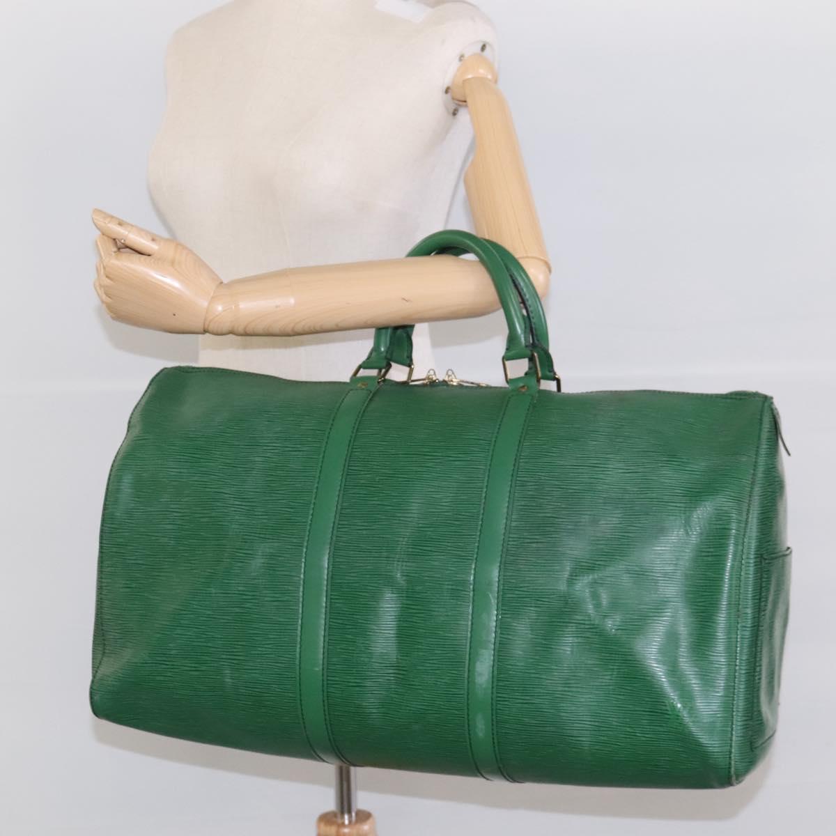 Louis Vuitton Keepall 50, Green, Leather, travel