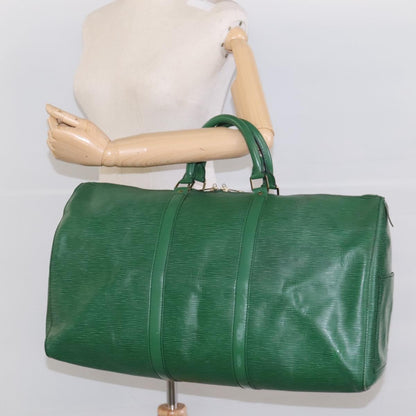Louis Vuitton Keepall 50, Green, Leather, travel
