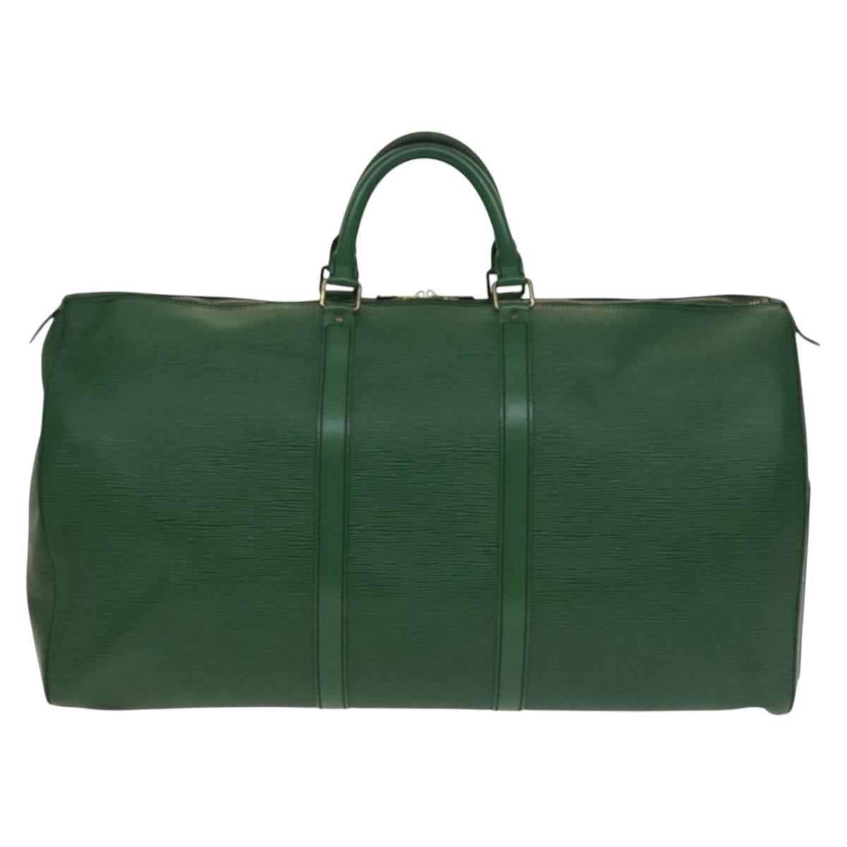 Louis Vuitton Keepall 55, Green, Leather, travel