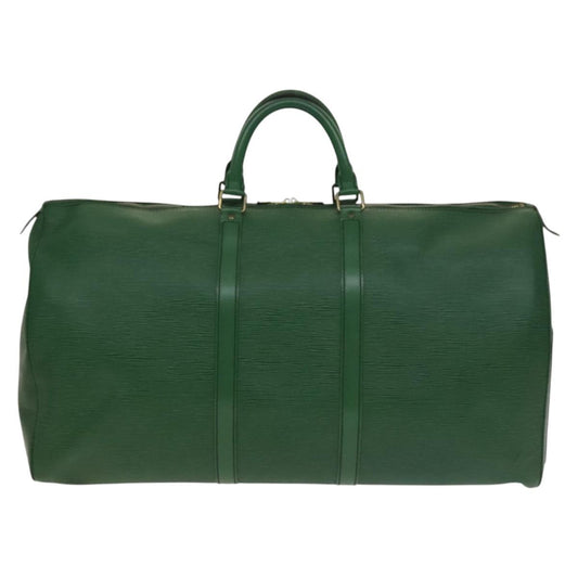Louis Vuitton Keepall 55, Green, Leather, travel