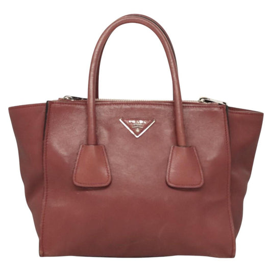Prada Twin Pocket, Burgundy, Leather, handbag