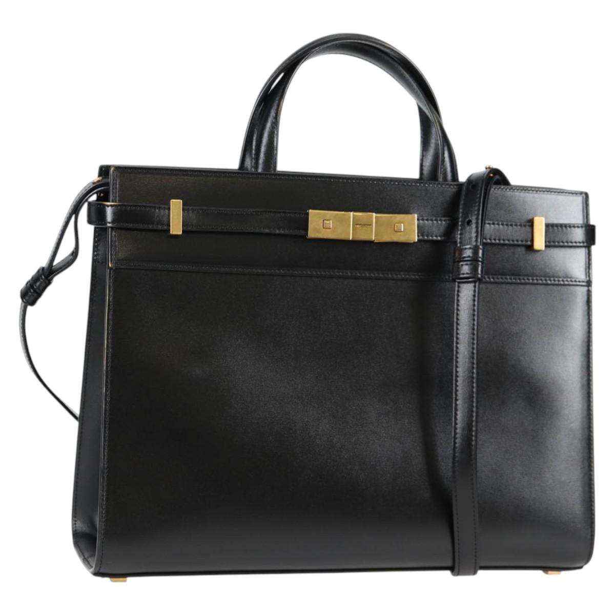 Saint Laurent Manhattan, Black, Leather, handbag