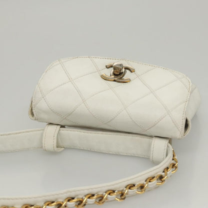 Chanel Cc, White, Leather, shoulder