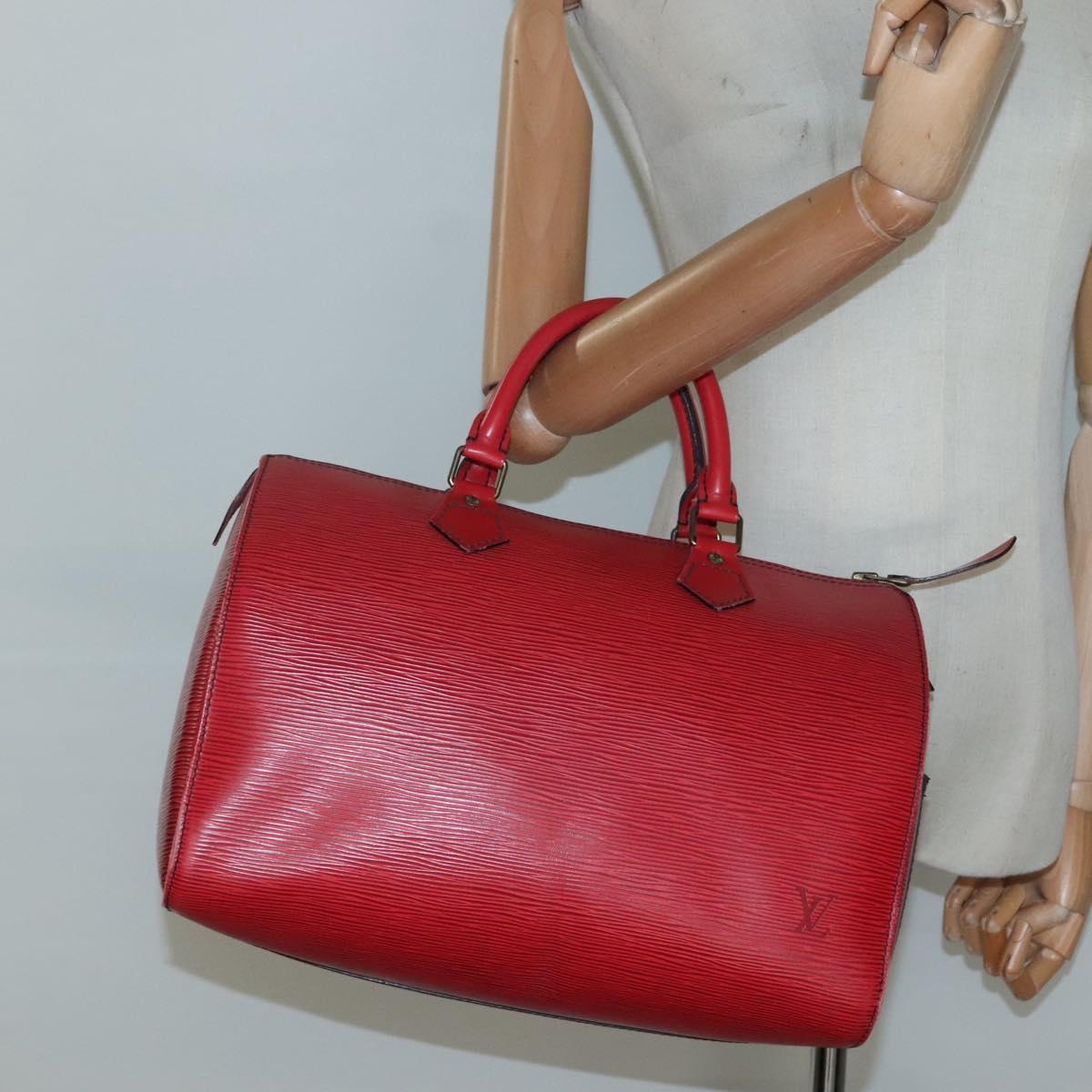 Louis Vuitton Speedy 30, Red, Leather, handbag