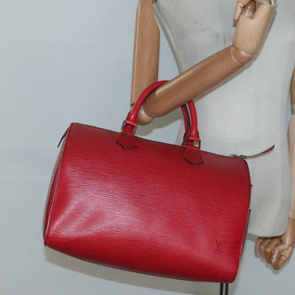 Louis Vuitton Speedy 30, Red, Leather, handbag